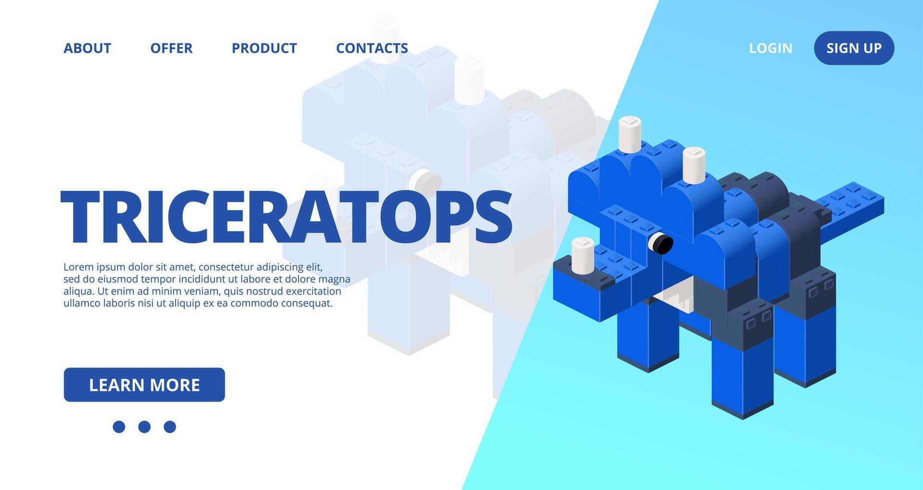 Web template with a triceratops. vector