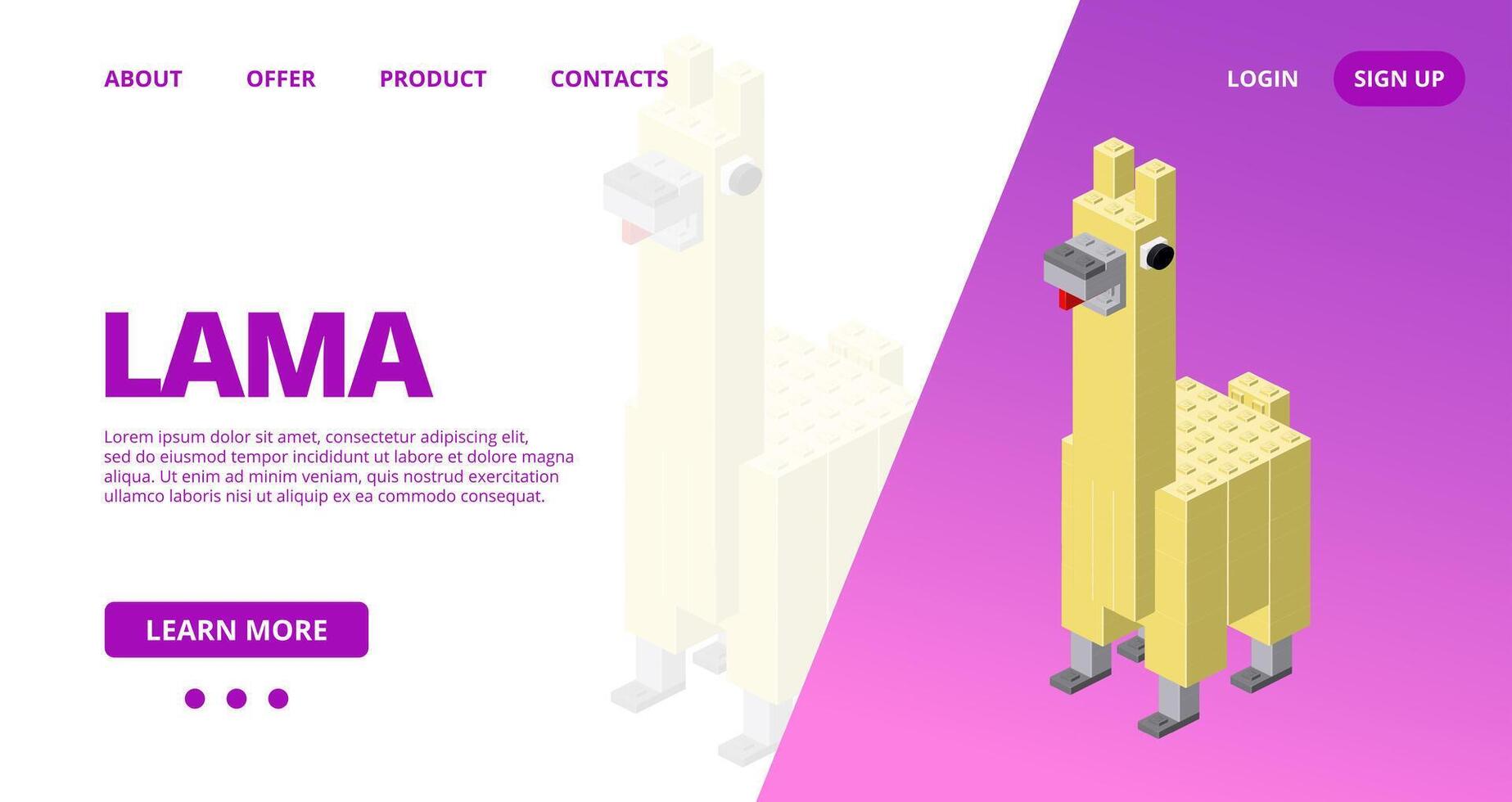 Web template with a lama. illustration vector