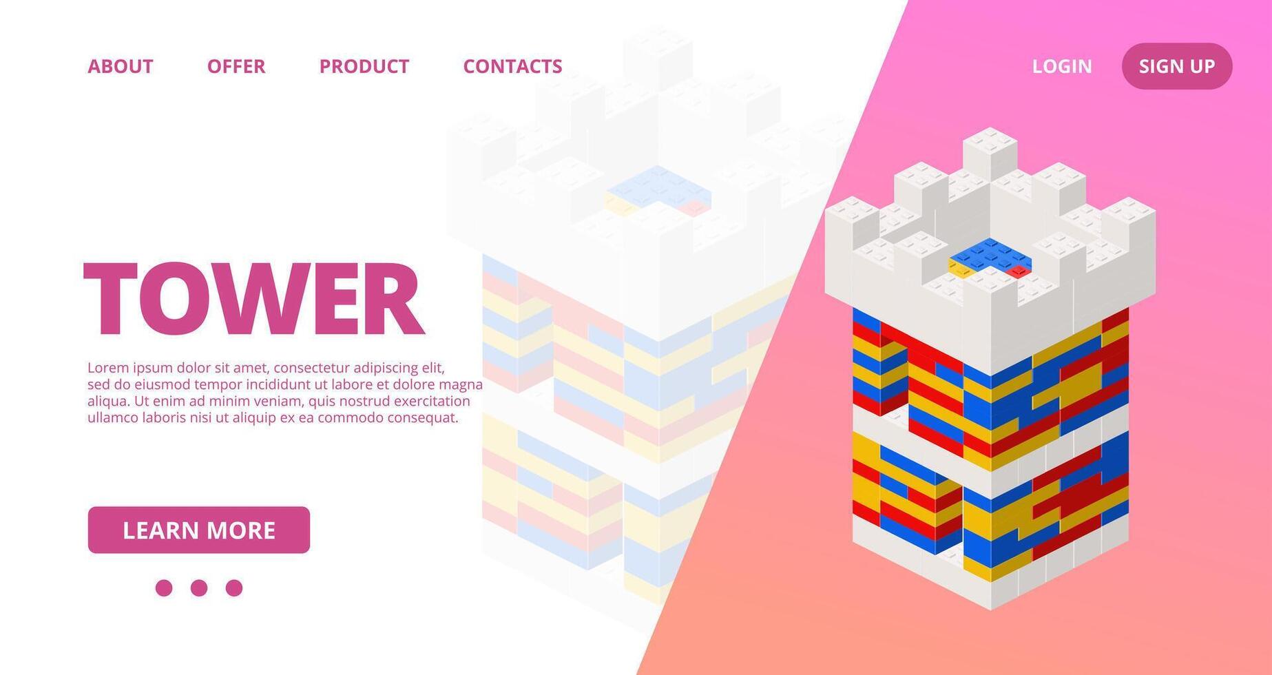 Web template with a tower. vector