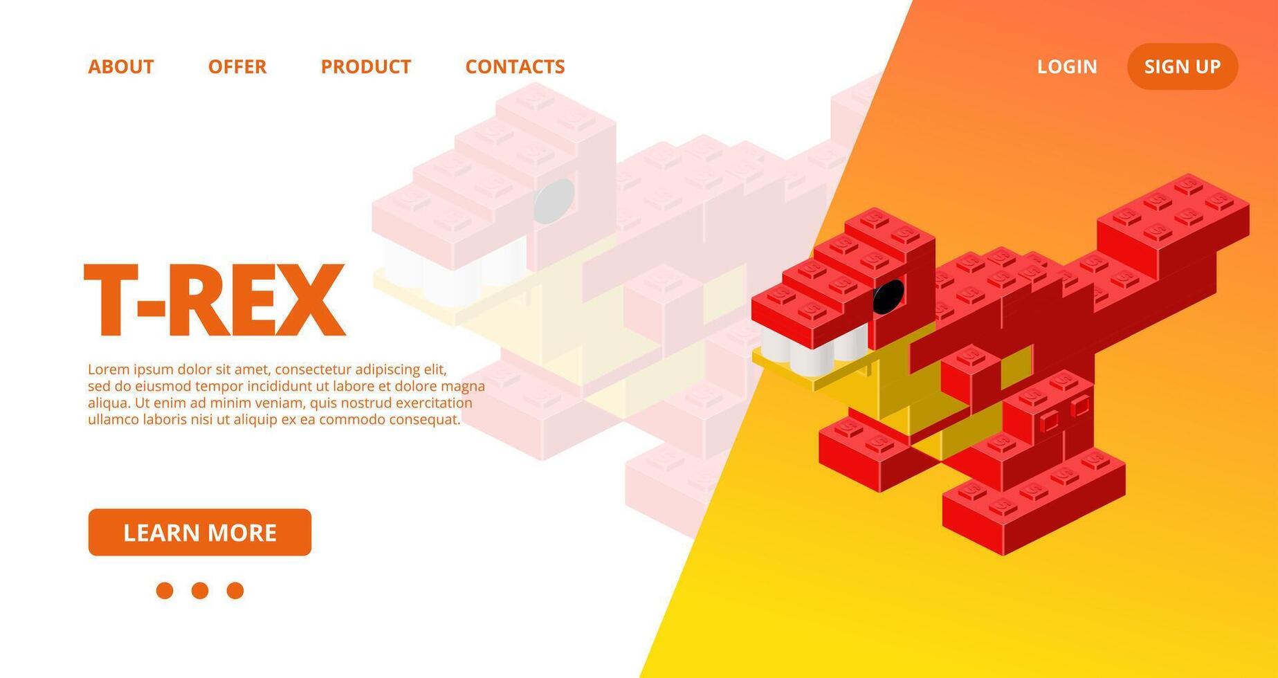 Web template with a tyrannosaur . vector
