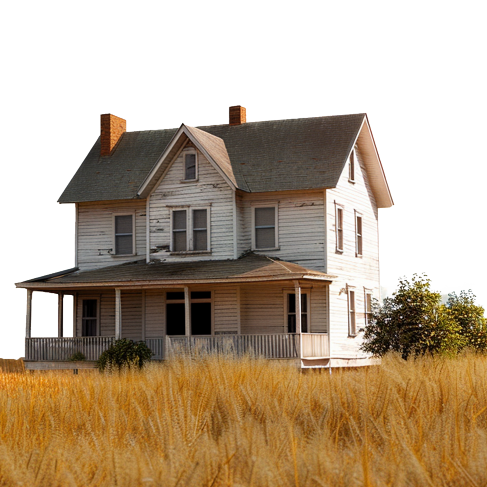 A white house in a field of tall grass png