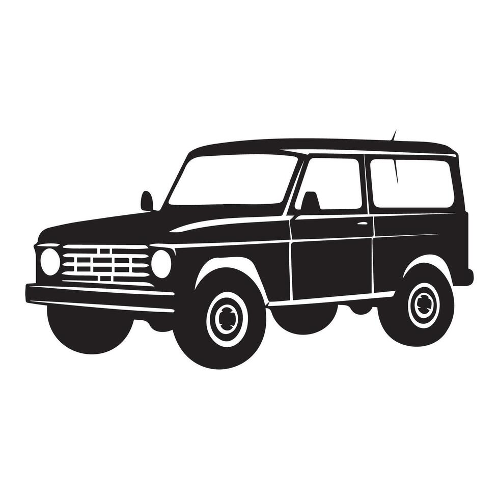 Classic SUV Silhouette for Retro Design Use vector