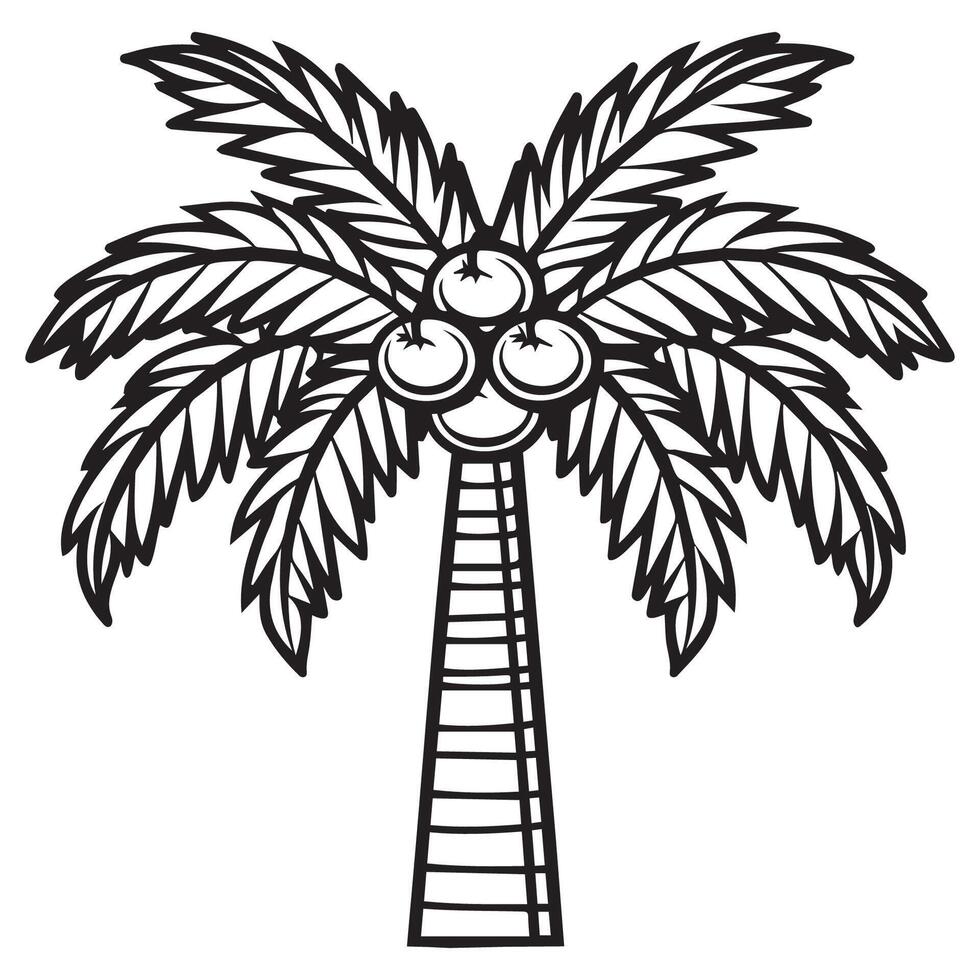 Tropical Palm Tree Outline Illustration vector