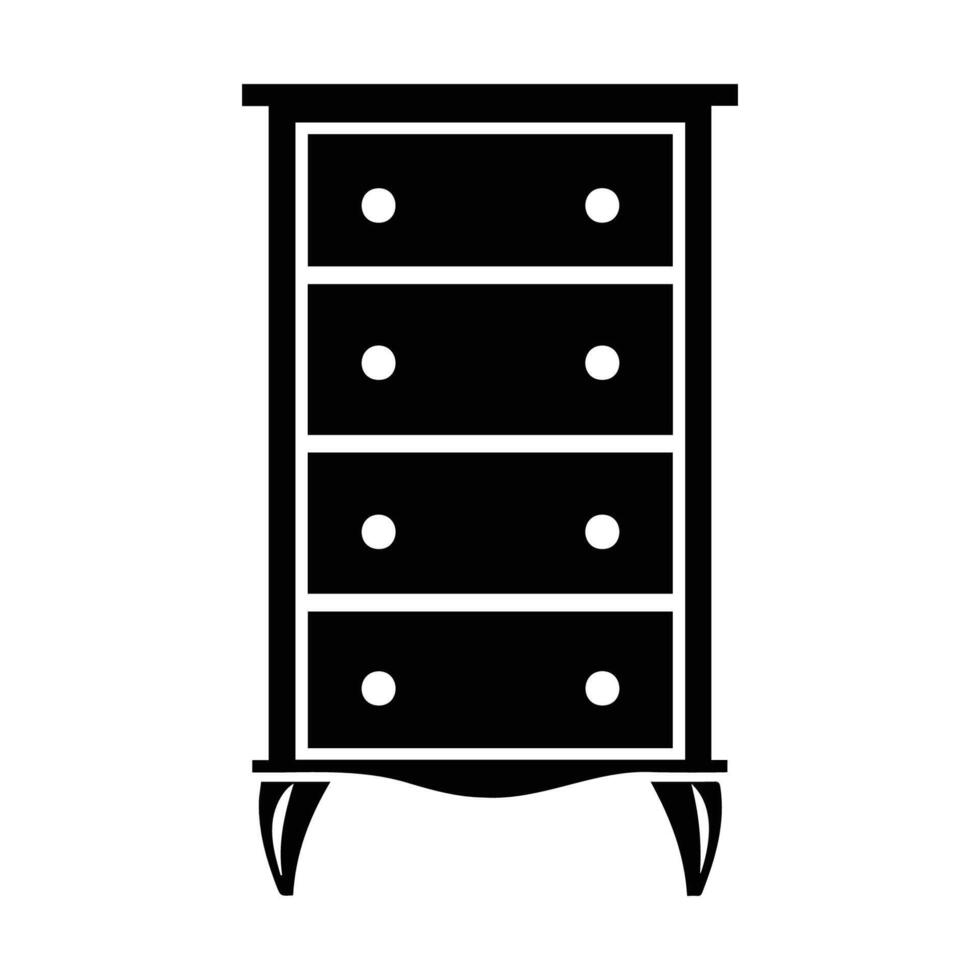 Simple Black Four-Drawer Chest for Modern Interiors vector