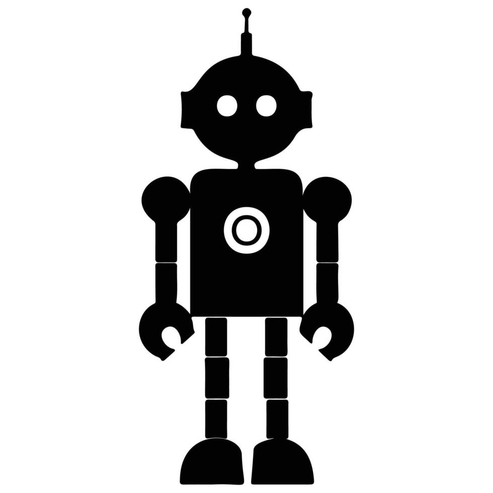 Simple Robot Illustration with Bold Design vector