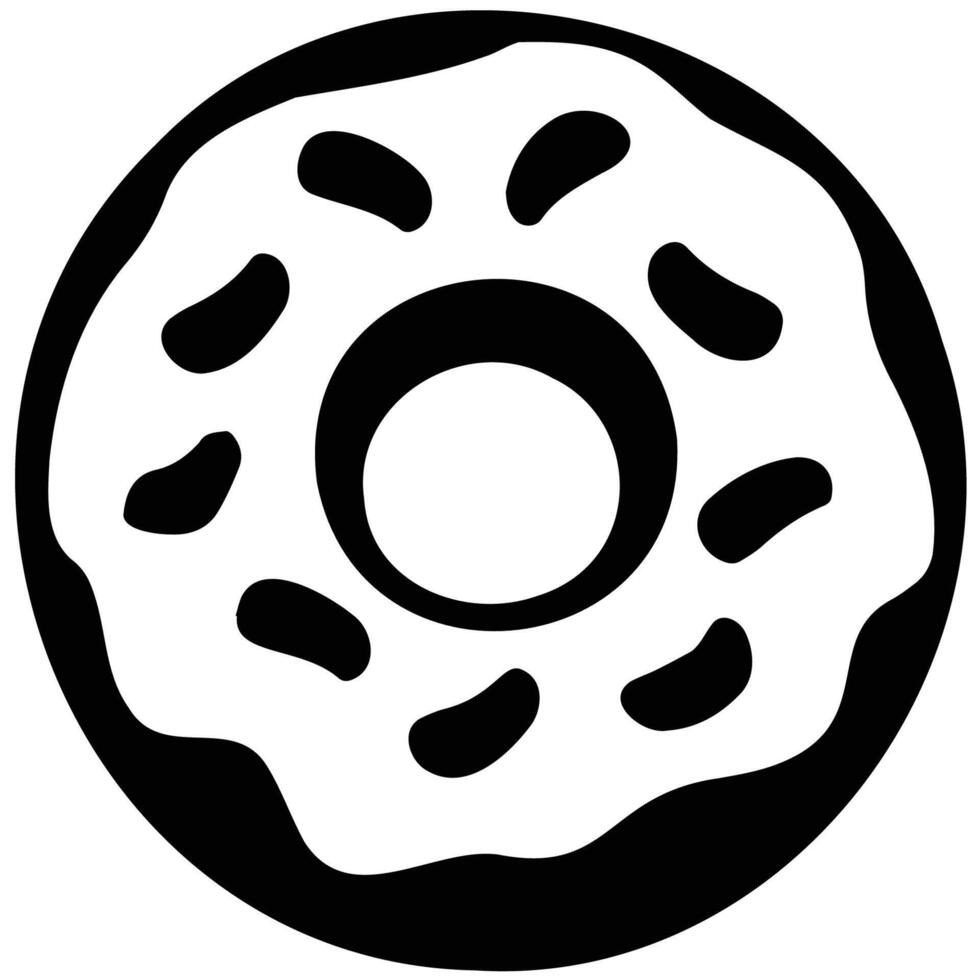 Simple Black and White Donut Icon Design vector
