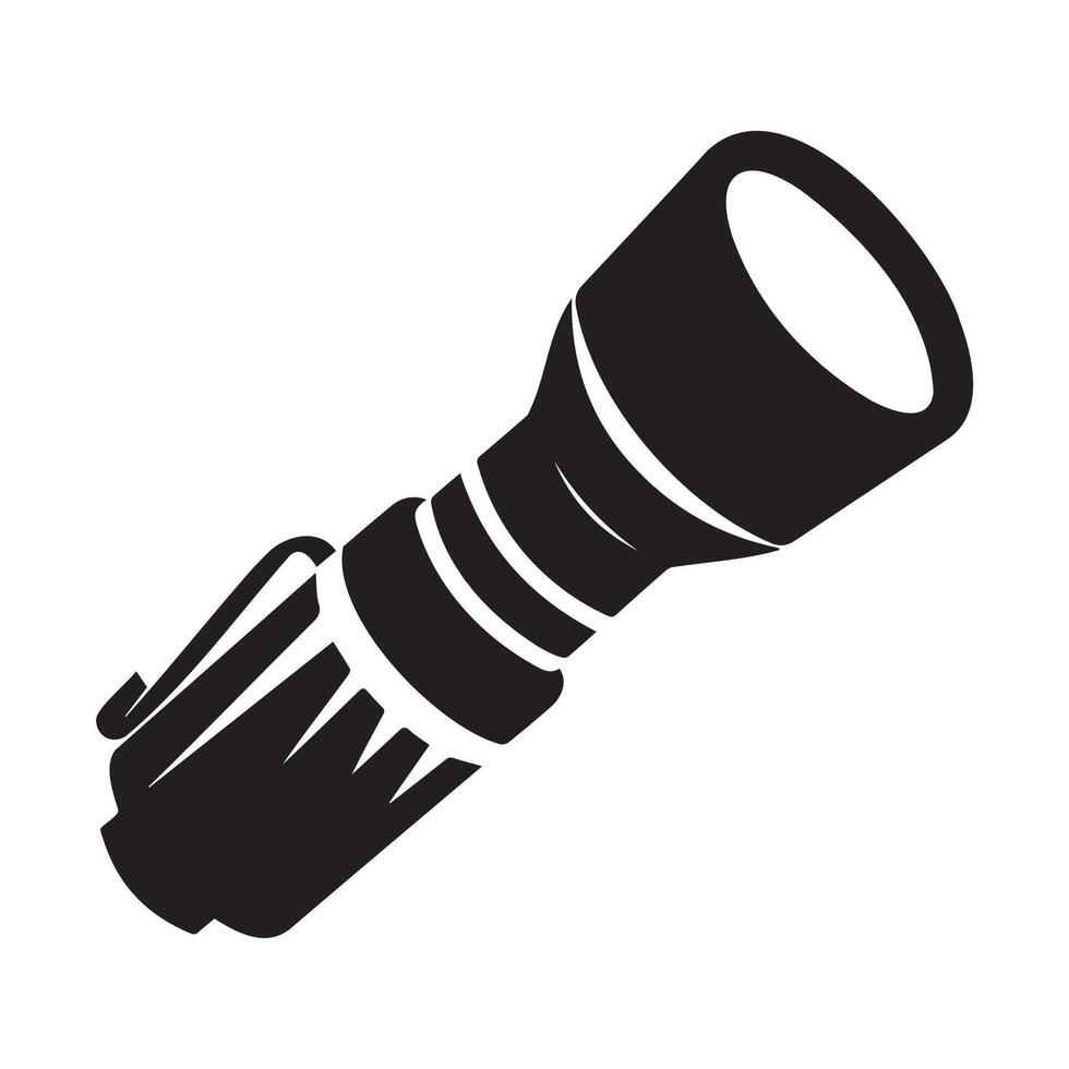 Black silhouette of a flashlight on white background vector