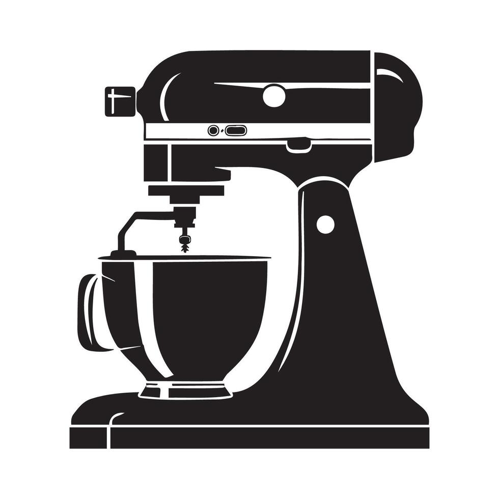 Modern Kitchen Mixer in Black Silhouette Design vector