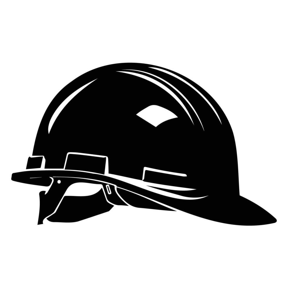 Black Construction Helmet Icon for Safety Equipment vector