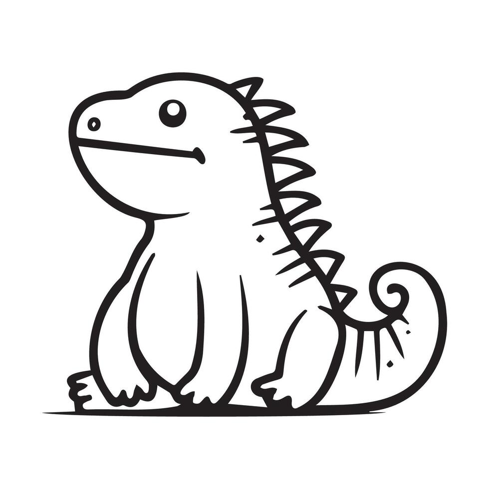 Cute Cartoon Dinosaur Character in Simple Style vector