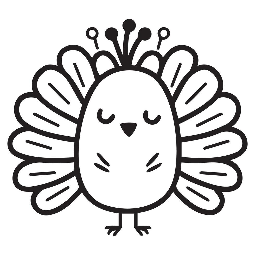 Cute Cartoon Bird with Decorative Feathers vector