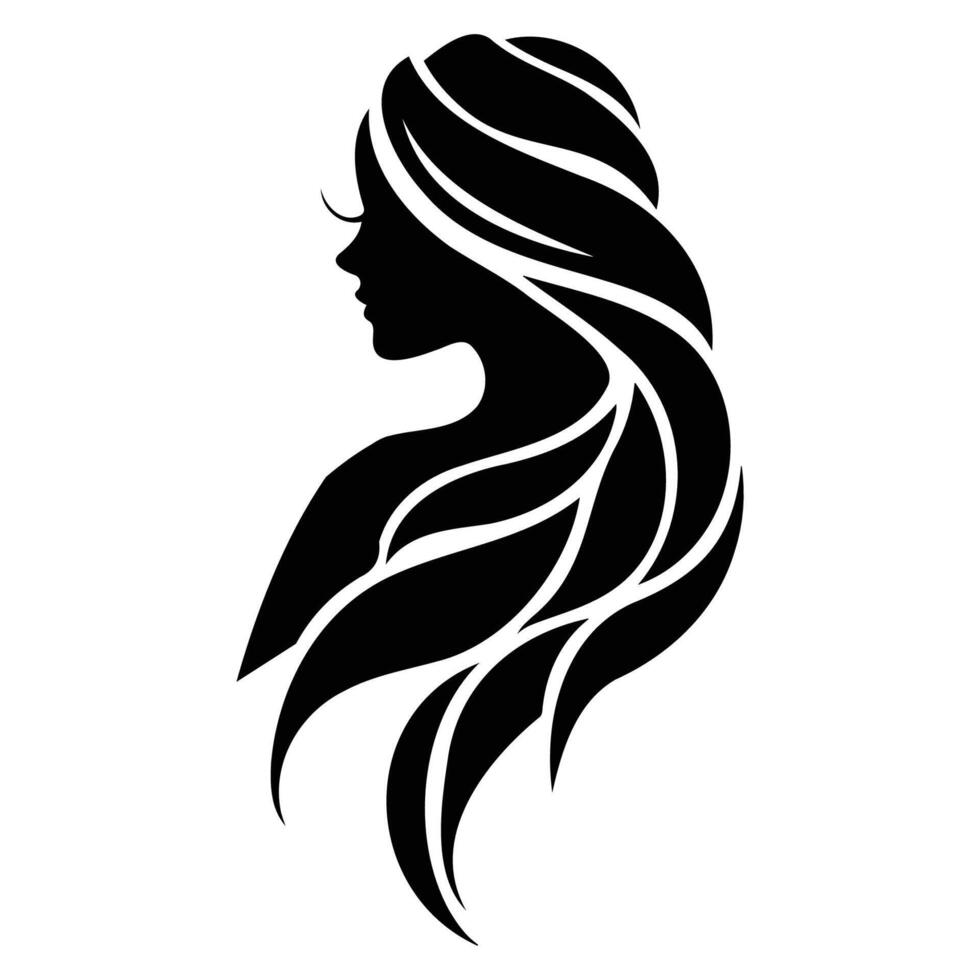 Elegant Silhouette of Woman with Flowing Hair vector