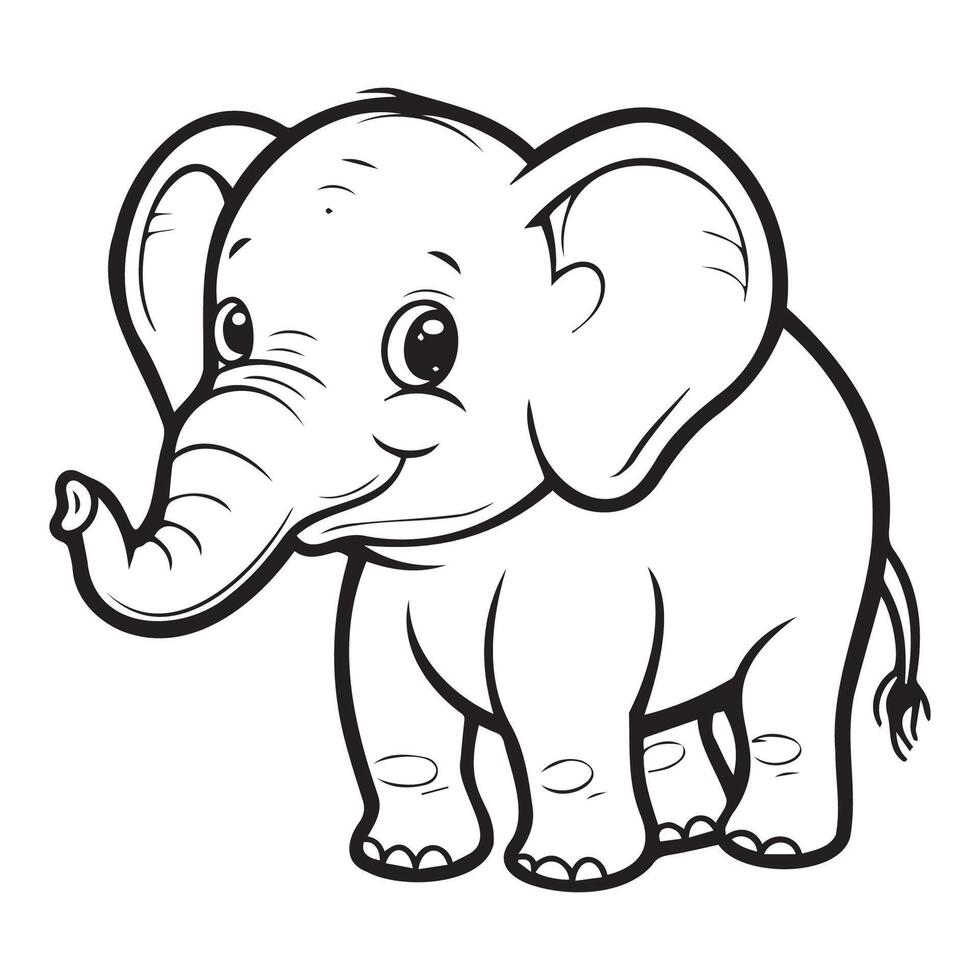 Cute Cartoon Elephant with Big Ears and Happy Expression vector