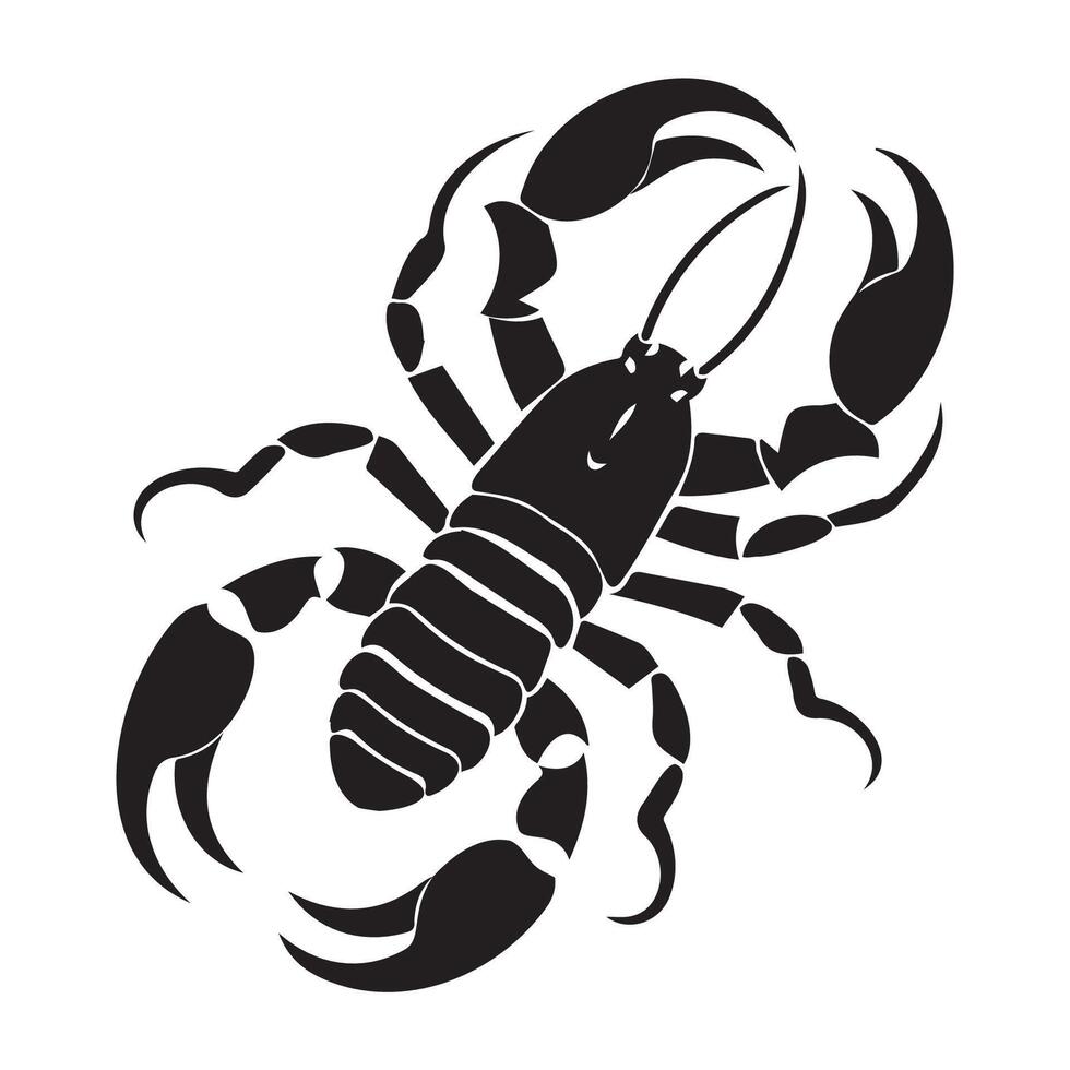 Black Silhouette of a Scorpion on White Background vector