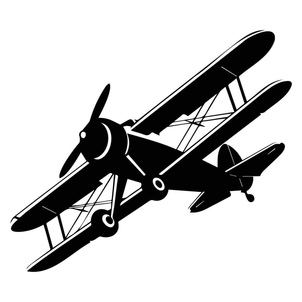 Vintage Biplane Flying in the Sky vector