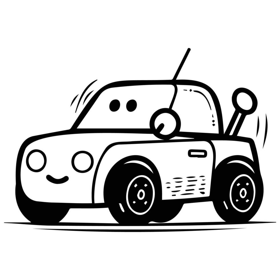 Cute Cartoon Car with a Happy Face and Antenna vector
