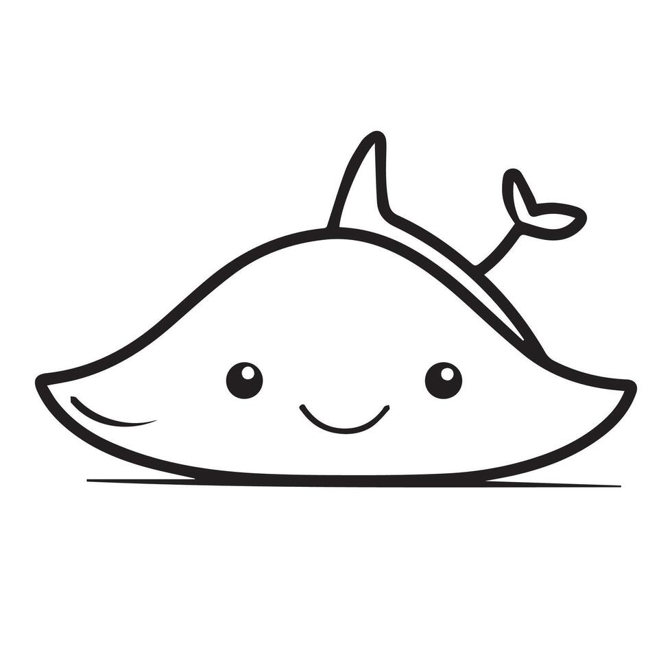 Cute Cartoon Stingray Character in Simple Style vector