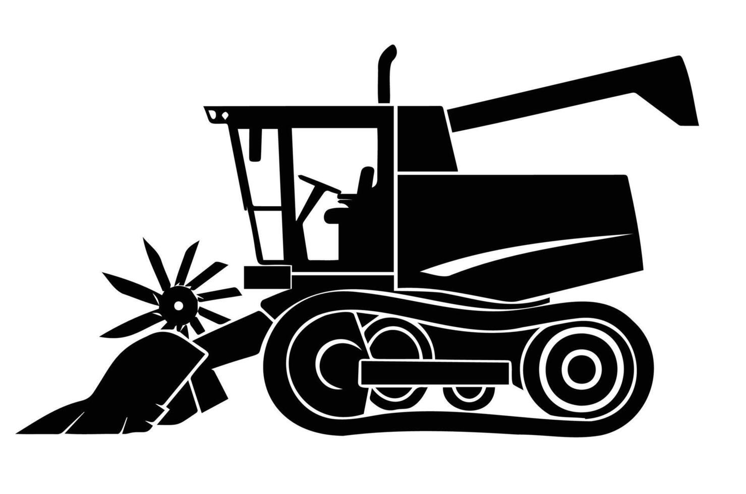 Black Silhouette of a Farming Equipment Vehicle vector