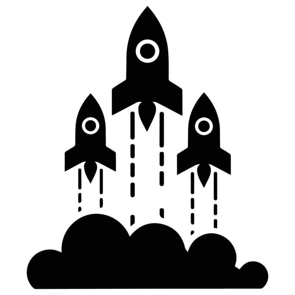 Rocket Launches with Clouds for Creative Projects vector