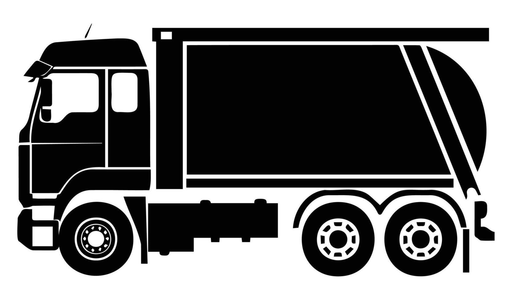 Side View of a Simple Black Garbage Truck vector