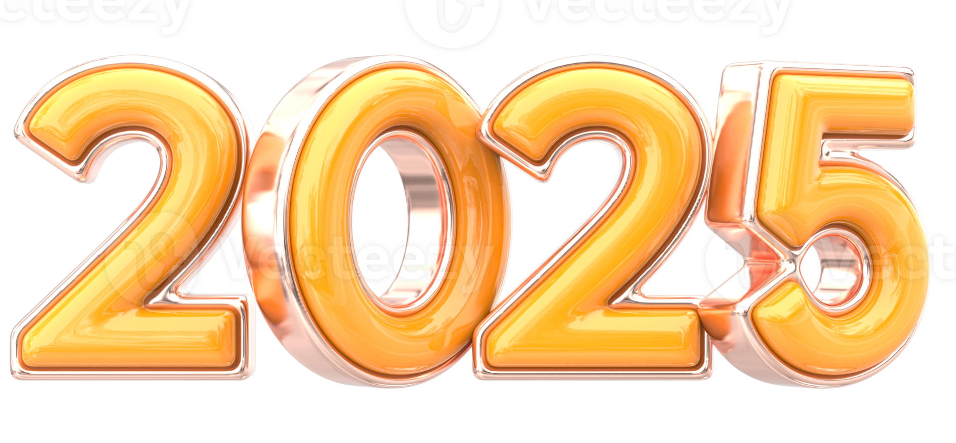 2025 new year yellow number 3d render png