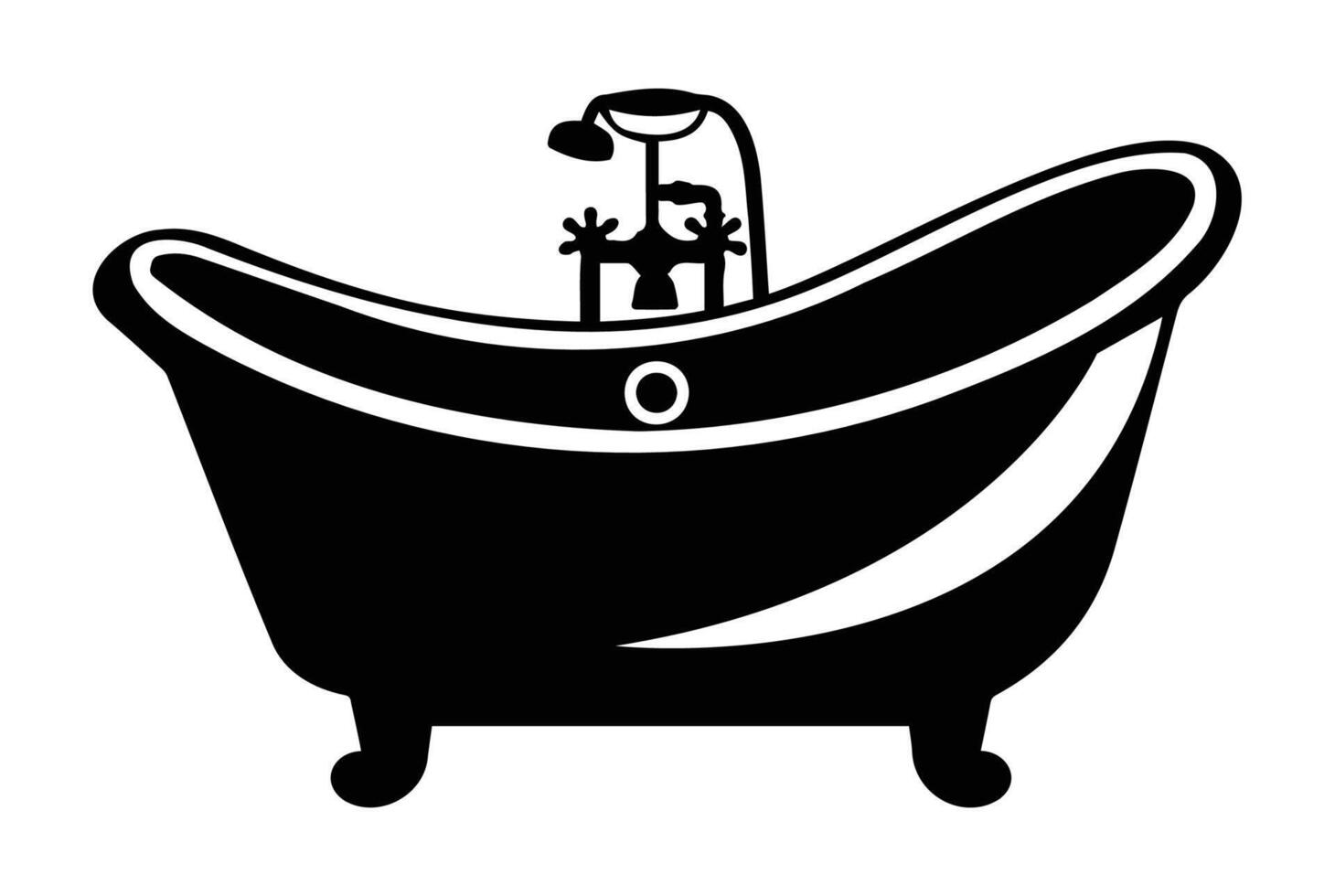Elegant Black Bathtub Silhouette for Modern Design vector