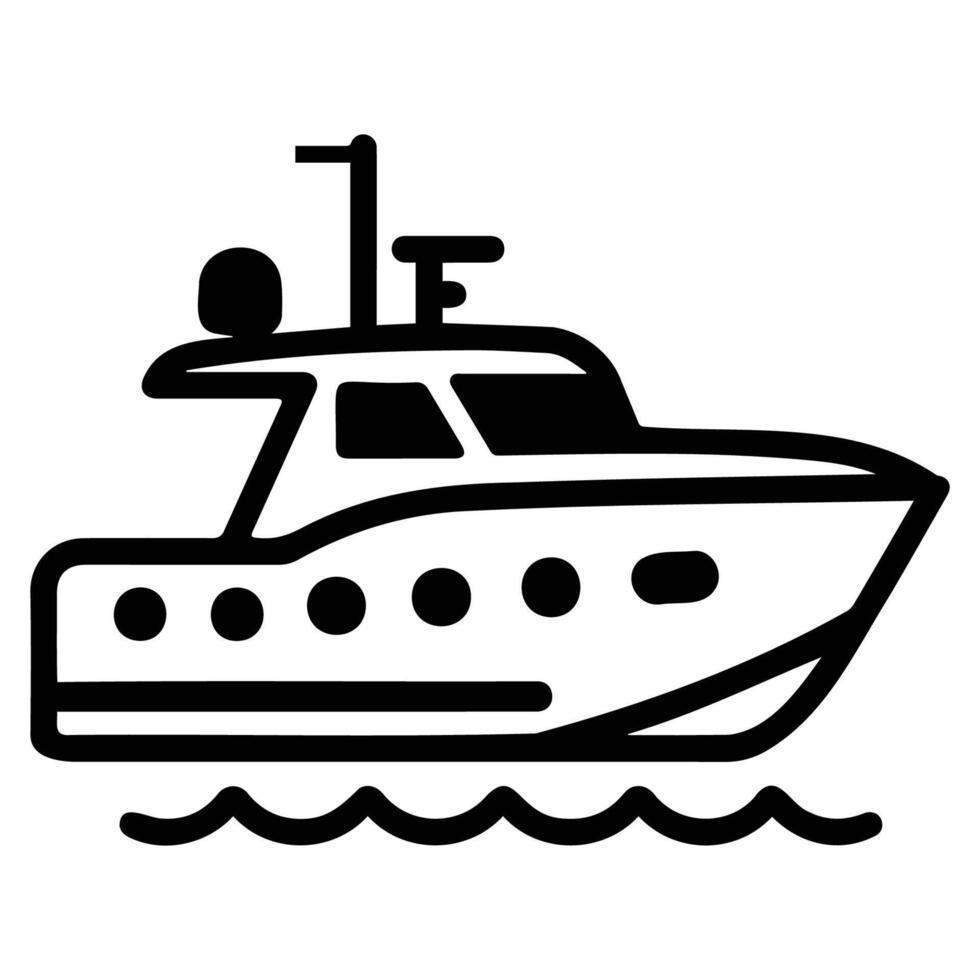 Stylish Outline of a Yacht on Water vector