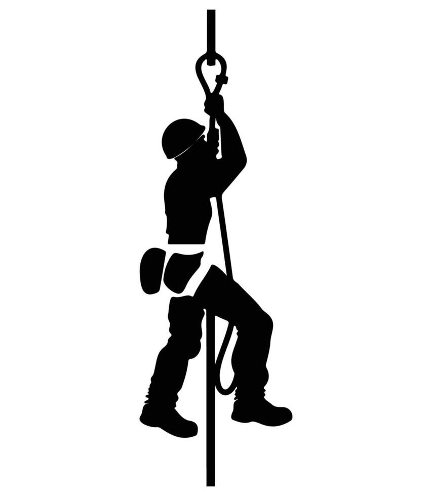 Silhouette of a Climber on a Rope for Stock Photos vector