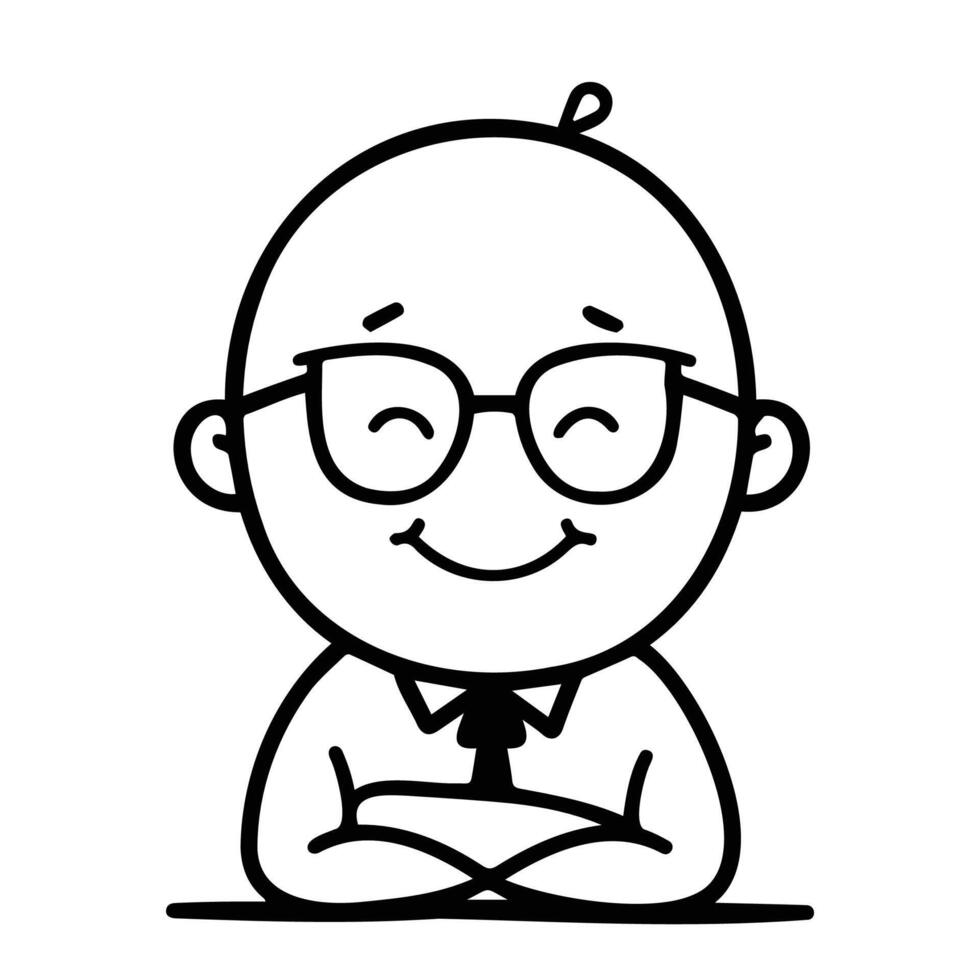 Friendly Cartoon Character with Glasses and Smile vector