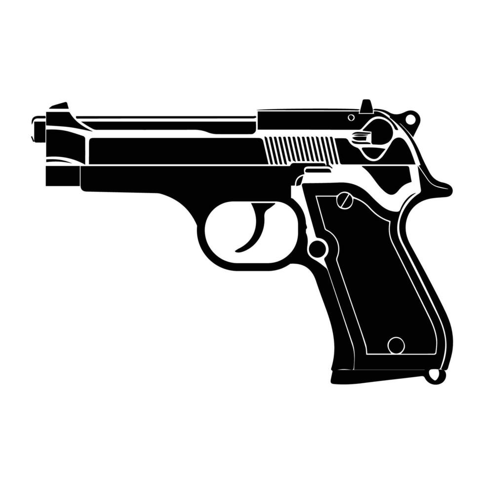 Black and White Handgun Outline Design vector