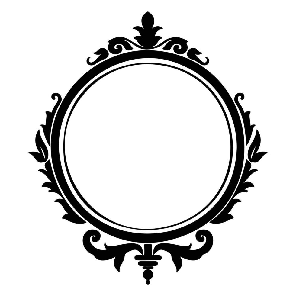 Elegant Ornate Circular Frame Design in Black vector