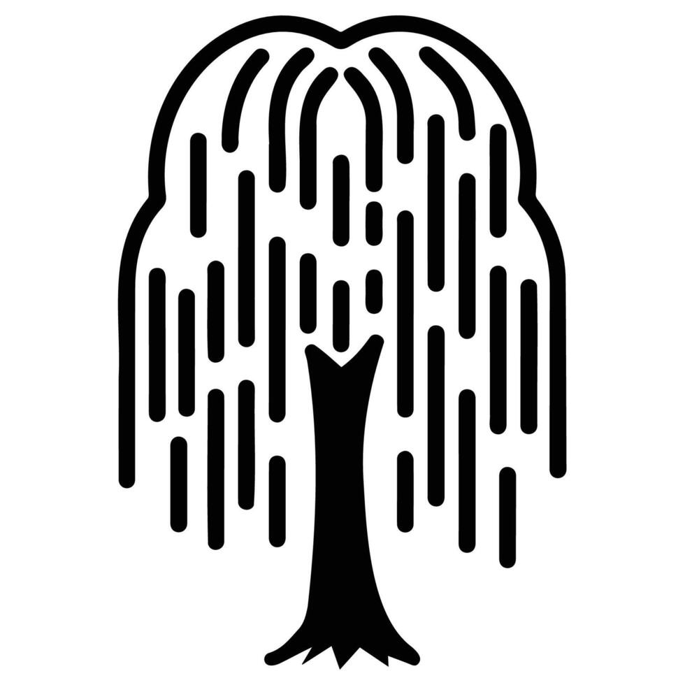 Minimalist Weeping Willow Tree Illustration Design vector