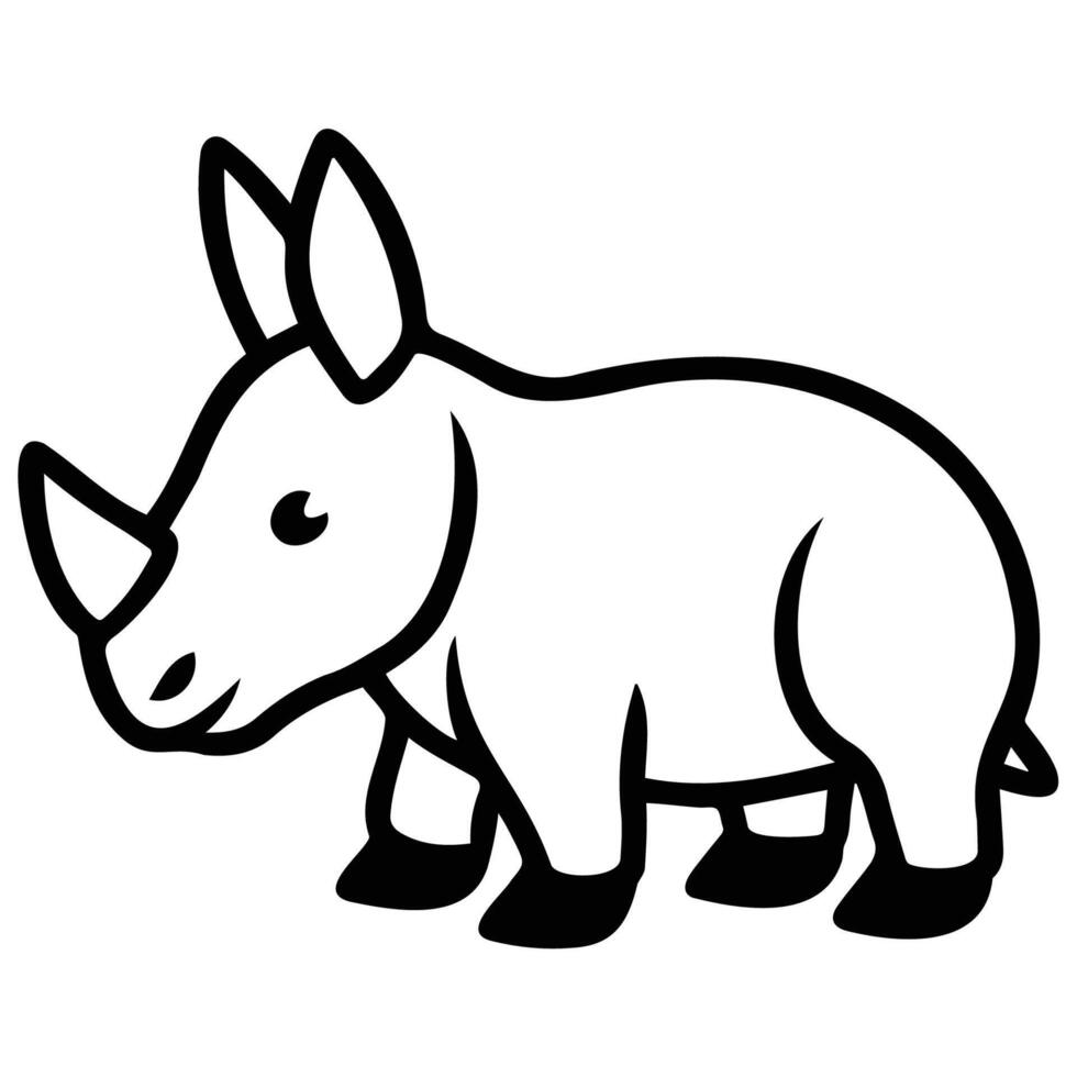 Simple Rhinoceros Outline for Creative Projects vector