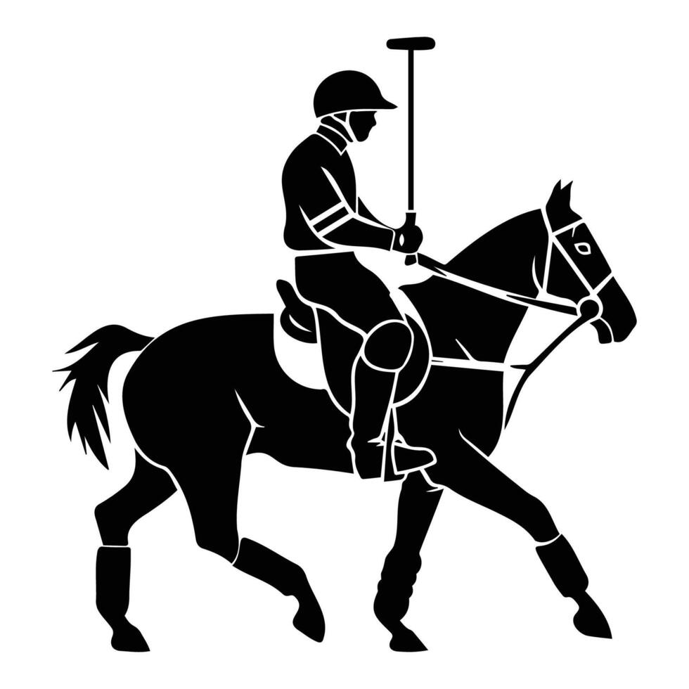 Polo Player Riding Horse with Mallet vector