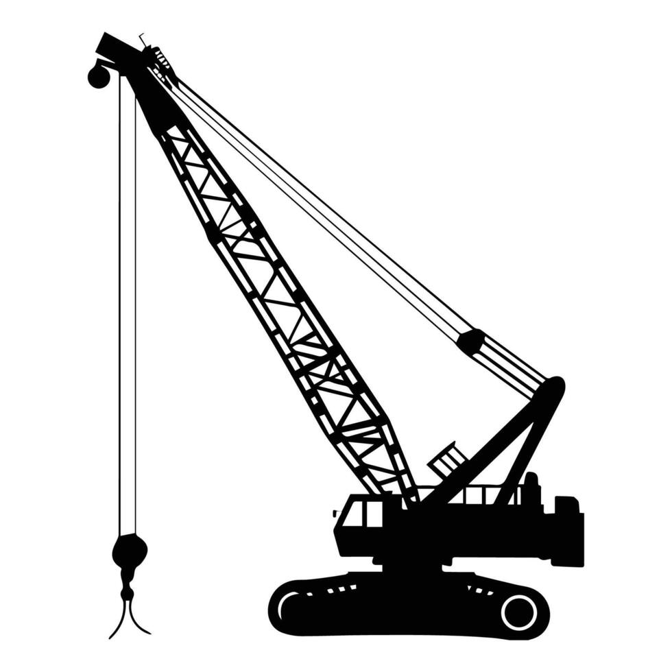 Silhouette of a Construction Crane with Hook vector