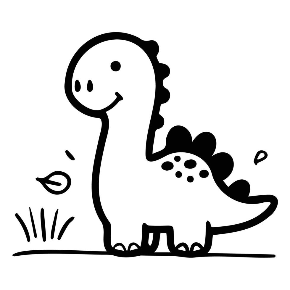 Cute Cartoon Dinosaur Illustration for Kids vector