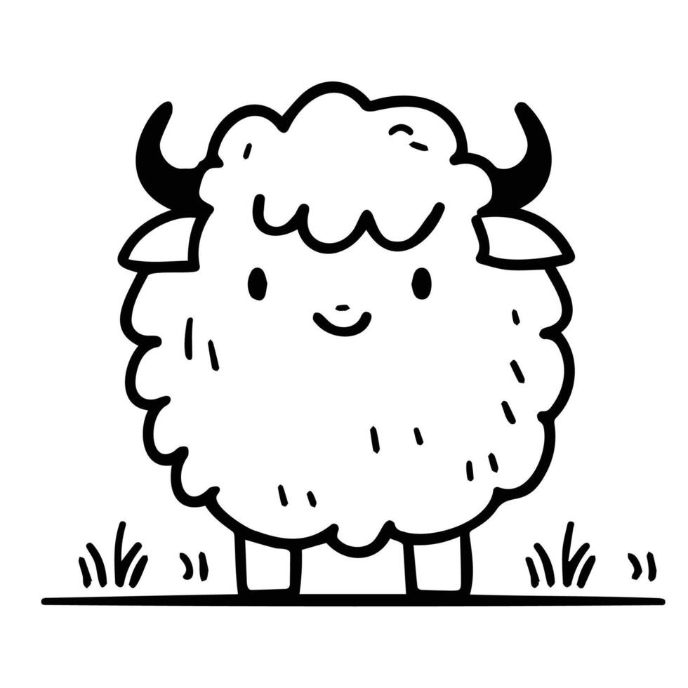 Cute Cartoon Sheep Character with Friendly Expression vector