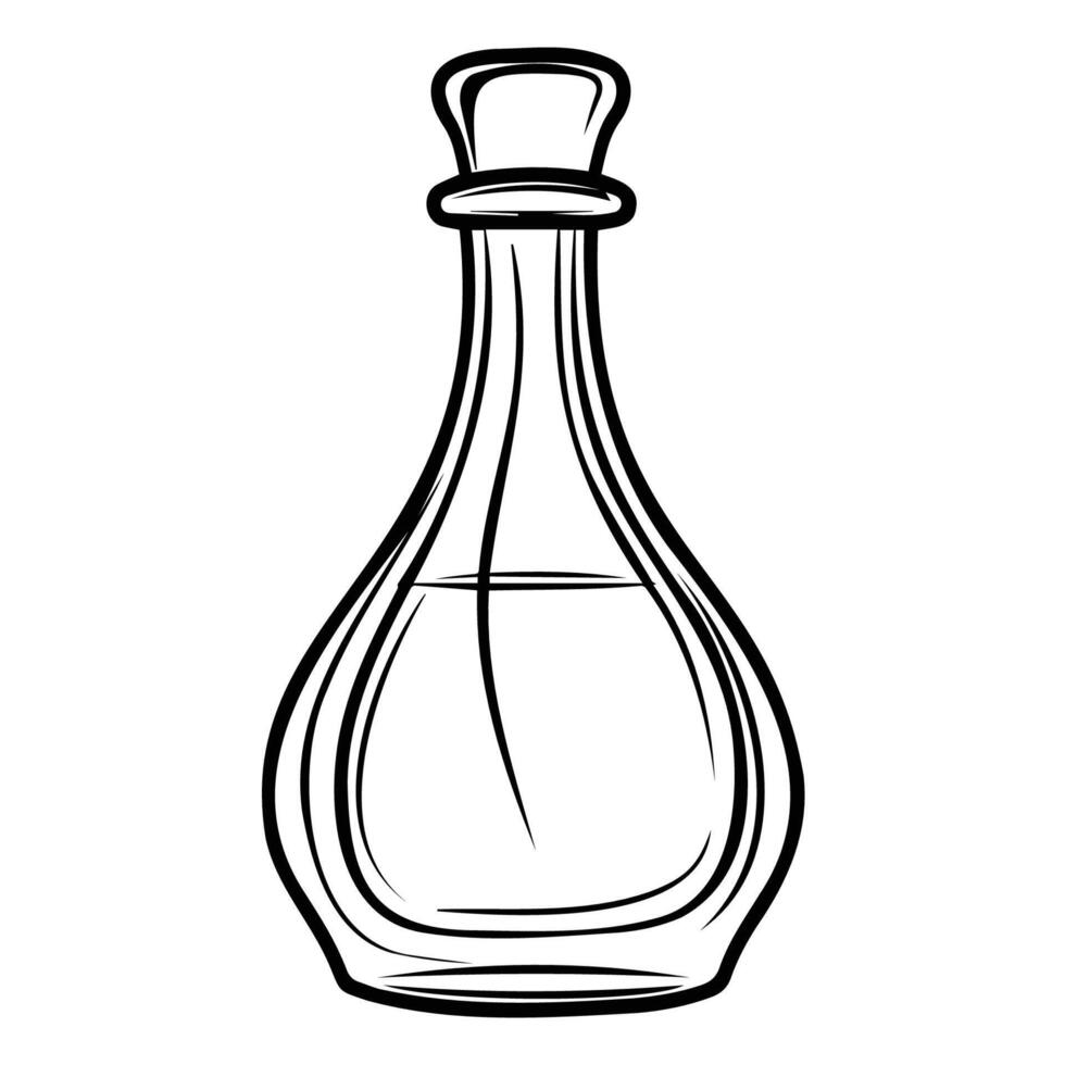 Glass Bottle with Cork Top Outline Illustration vector
