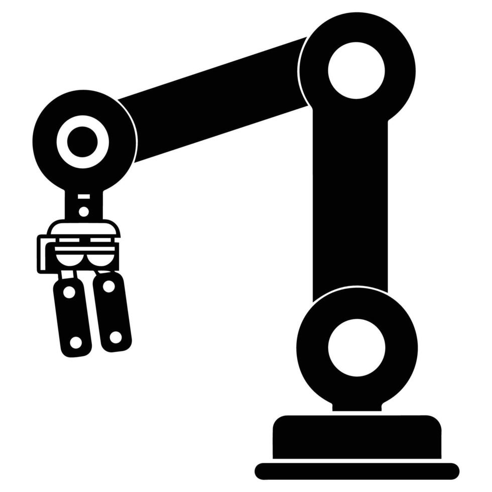 Industrial Robot Arm in Simple Black Design vector