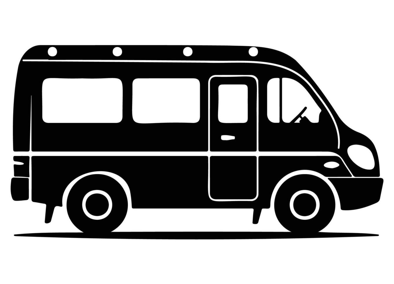 Black Silhouette of a Van for Creative Projects vector