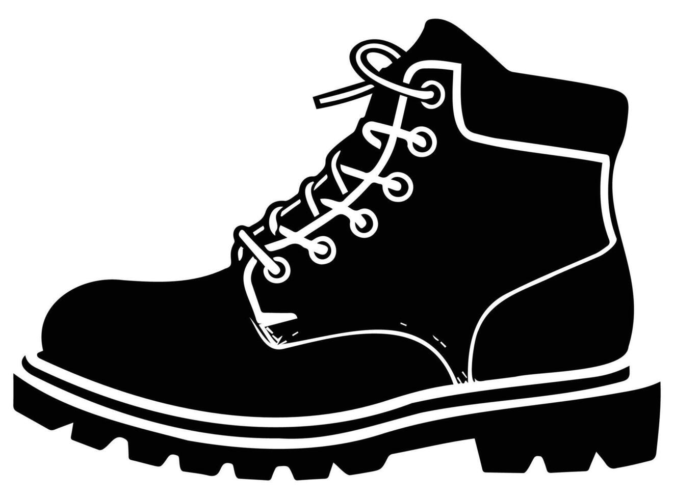 Black and White Hiking Boot Silhouette Design vector