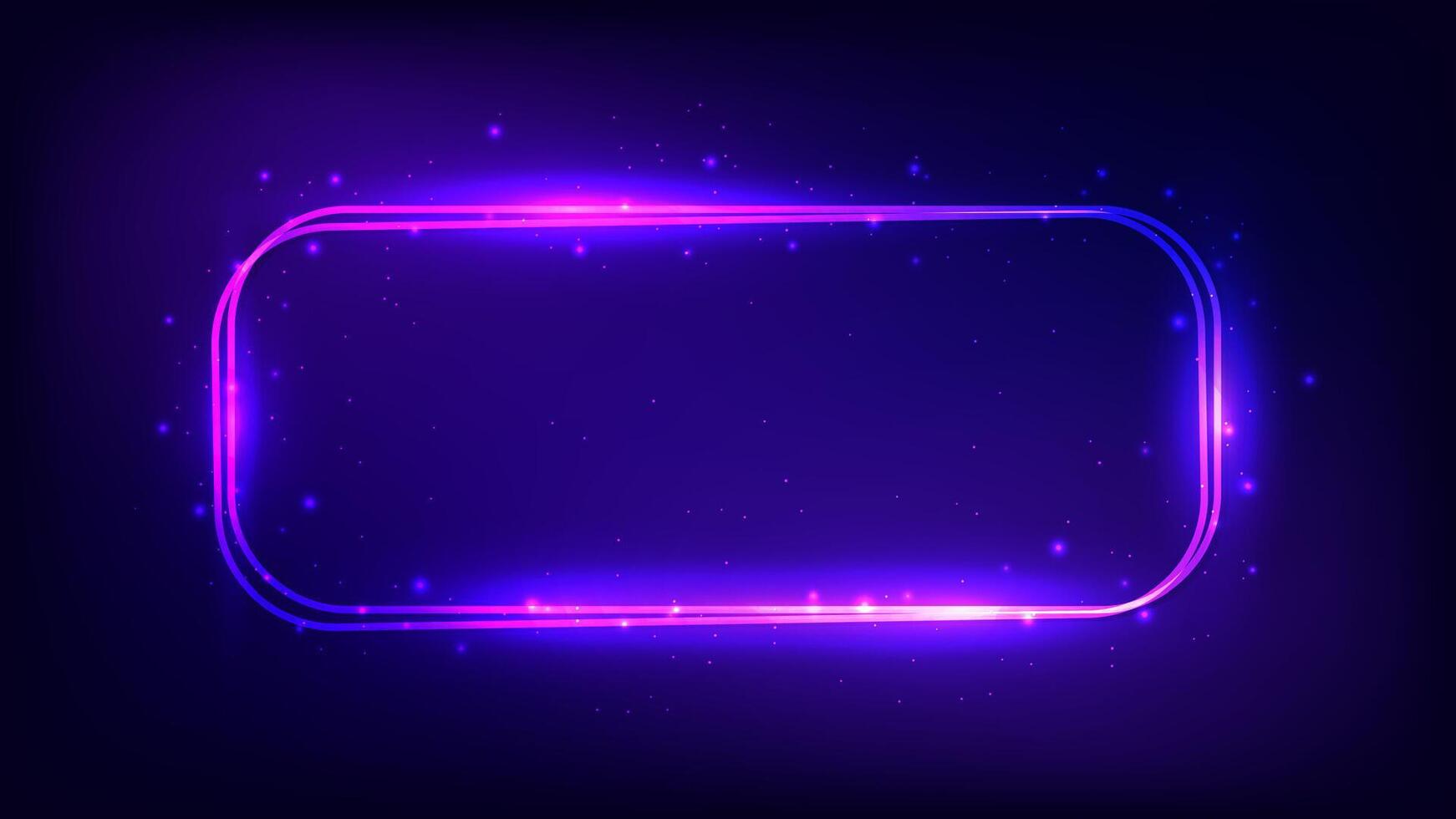 Neon double rounded rectangular frame vector