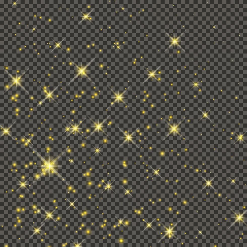 Gold glittering dust on a gray background. Dust with gold glitter effect and empty space for your text. illustration vector