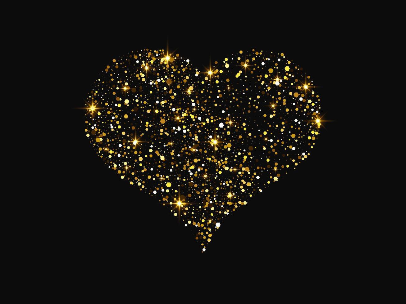 Gold glitter heart on dark background vector