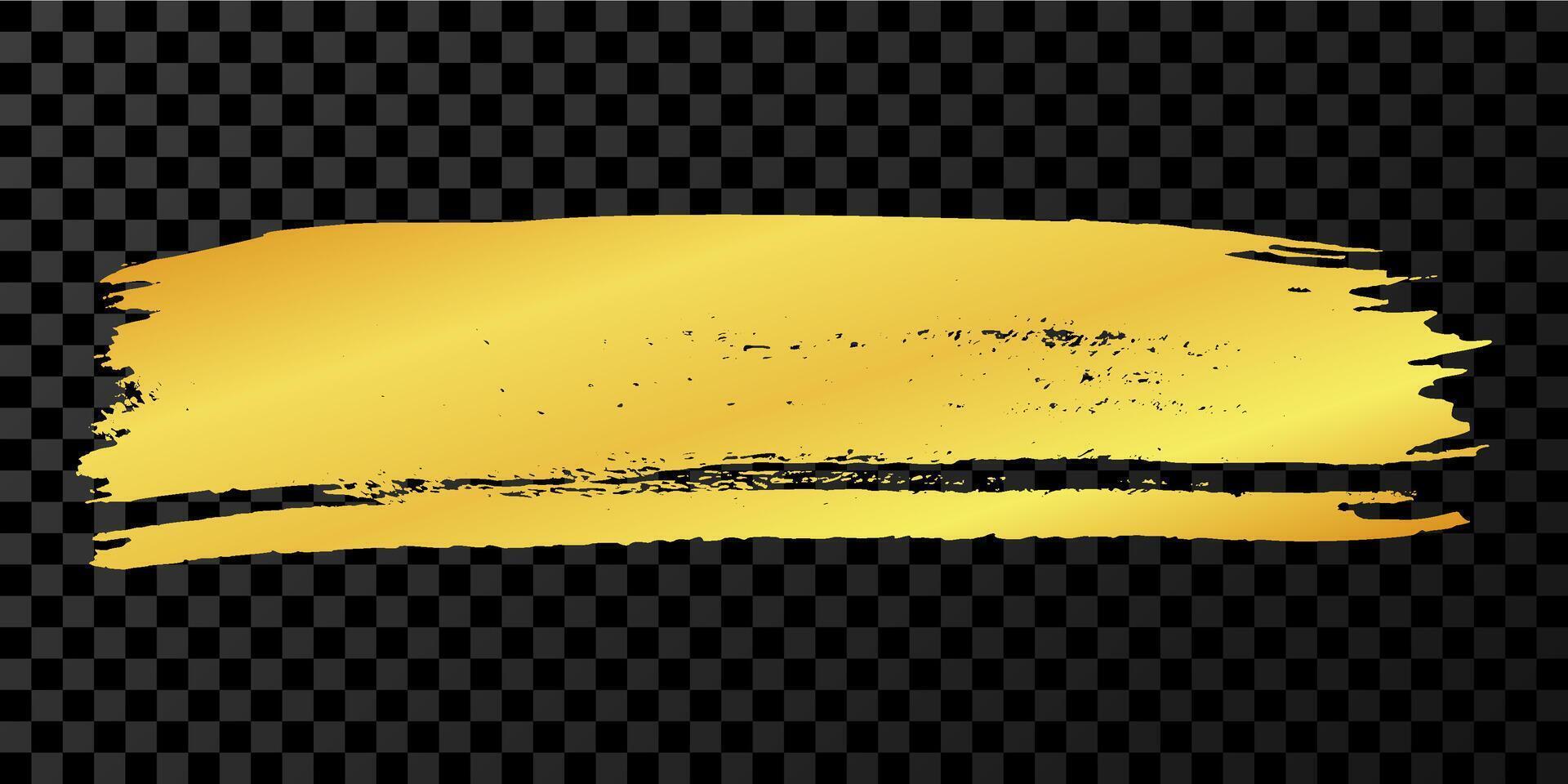 Gold brush stroke. Hand drawn ink spots isolated on dark background. illustration vector