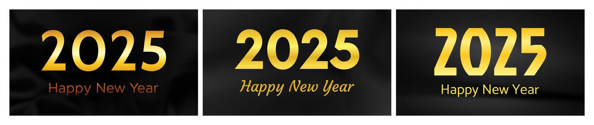 2025 Happy New Year on dark silk background vector