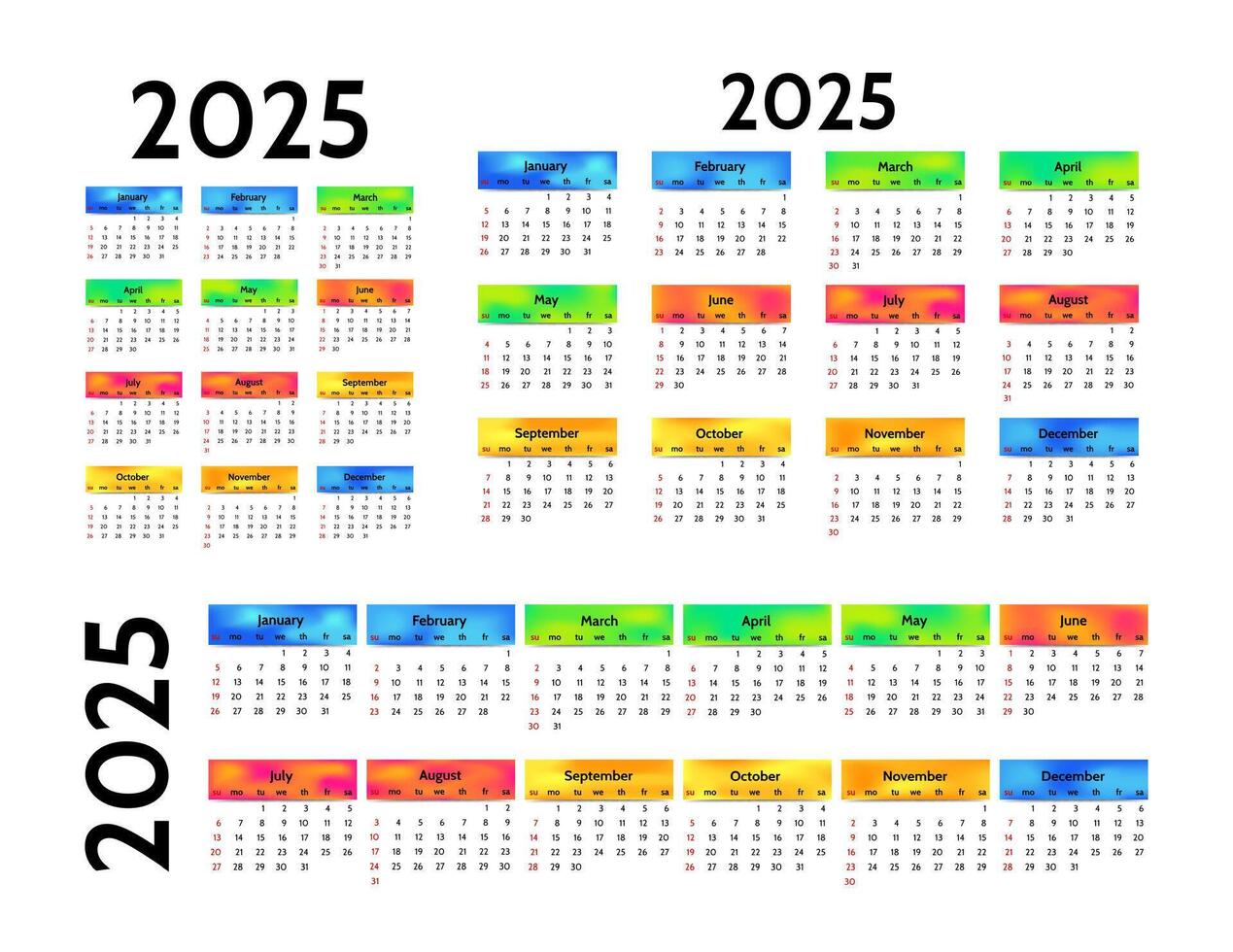 Calendar for 2025 isolated on a white background vector