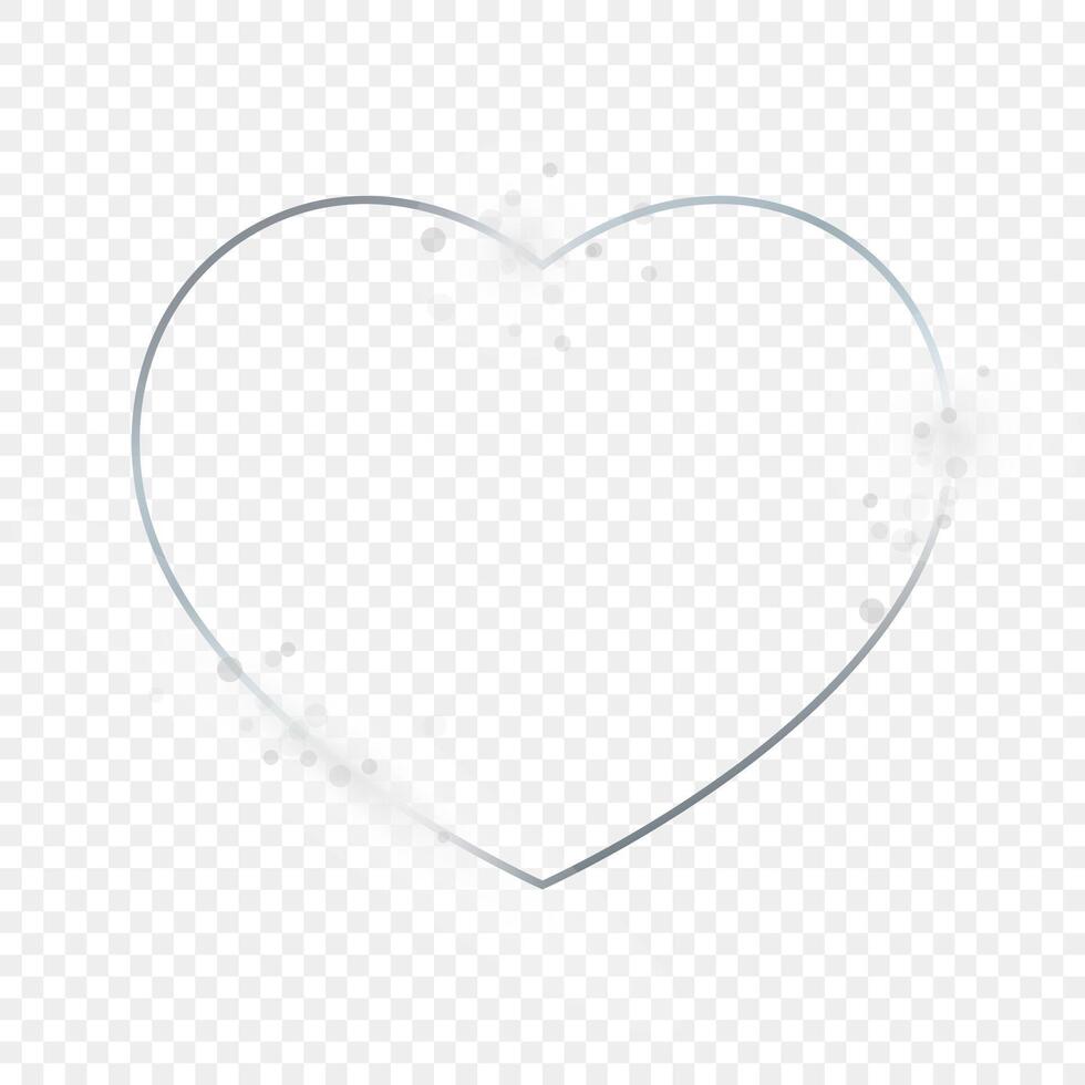 Silver glowing heart shape frame with sparkles vector