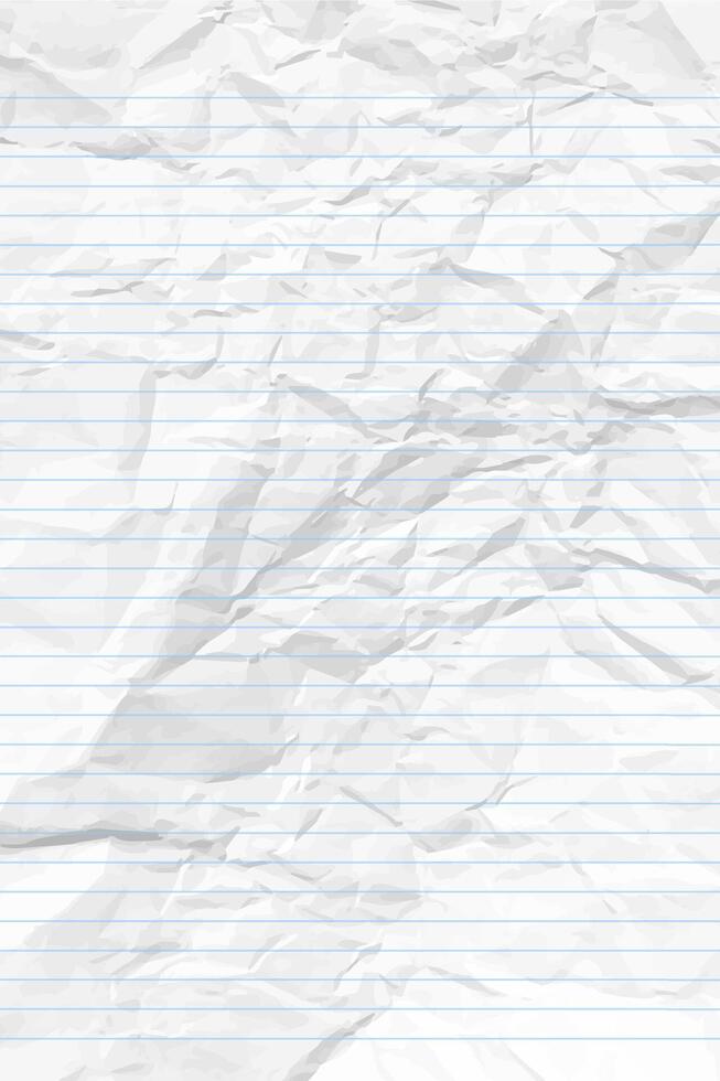 White clean crumpled notebook paper with lines vector