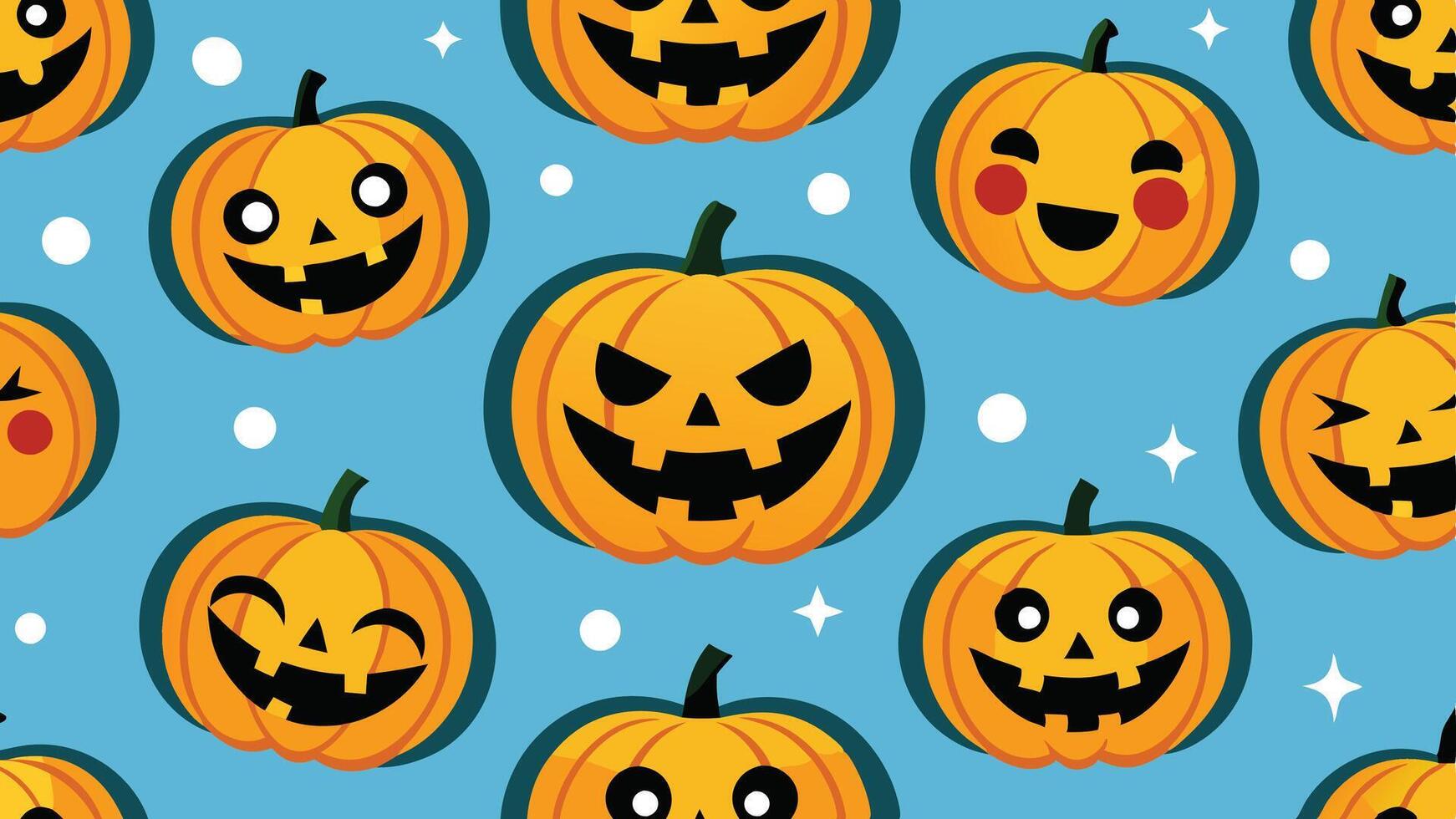 Halloween pumpkins with cheerful faces scattered on a rich brown background, creating a festive atmosphere for autumn celebrations vector